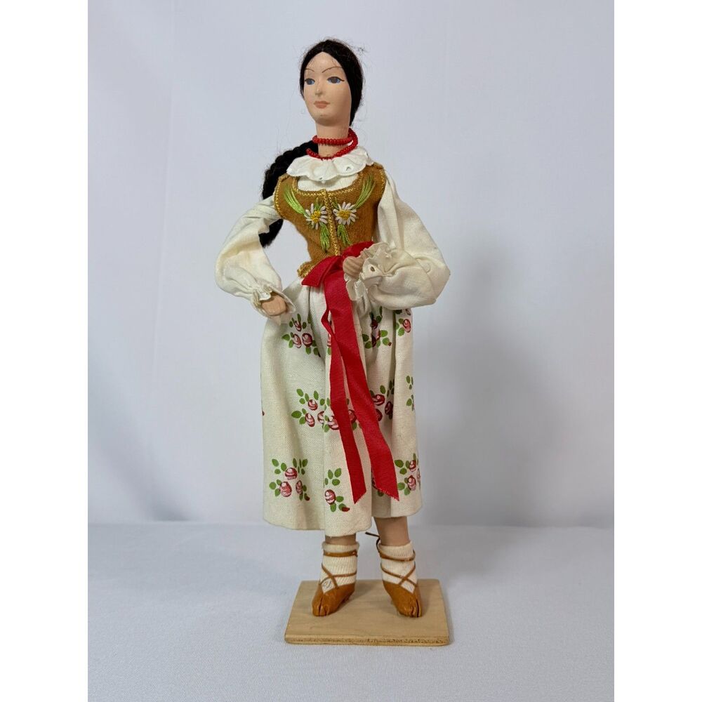 Vtg Spoldzielnia Pracy Lalki ? Handmade Doll Embroidered Hand Painted Folk Art